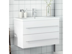 Vidaxl Armário De Casa De Banho Com Lavatório Embutido Branco