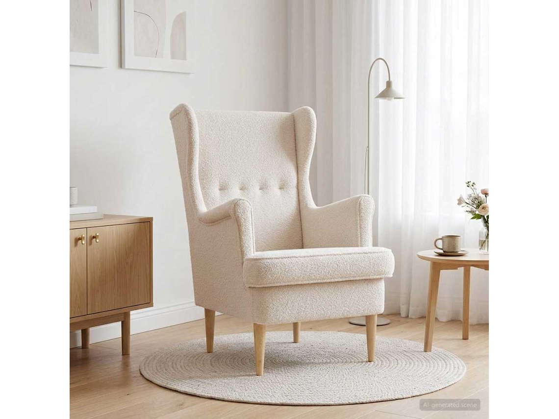 Vidaxl Poltrona Creme Bouclé