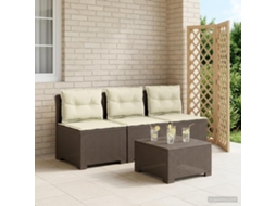Vidaxl Sofá De Jardim 3 Lugares Com Almofadas Visual Rattan Pp