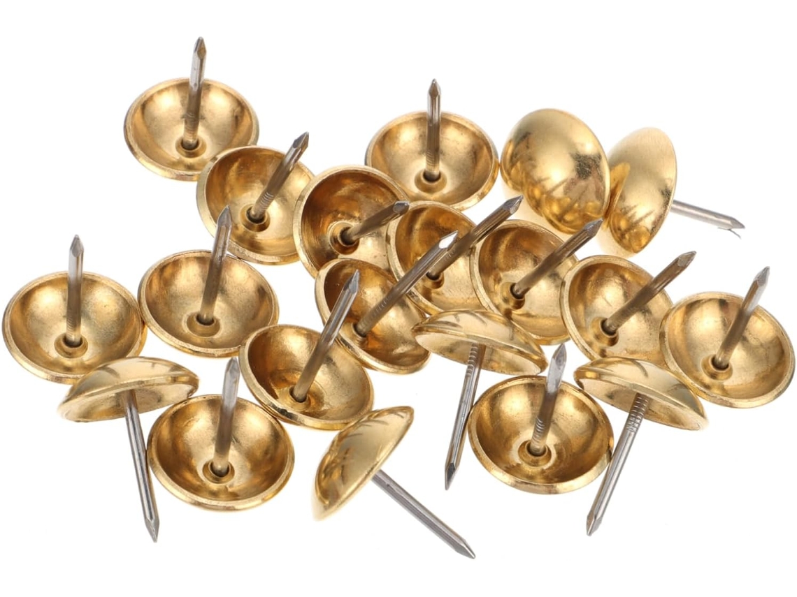 100 Tachas Redondas De Latão Dourado Para Estofamento