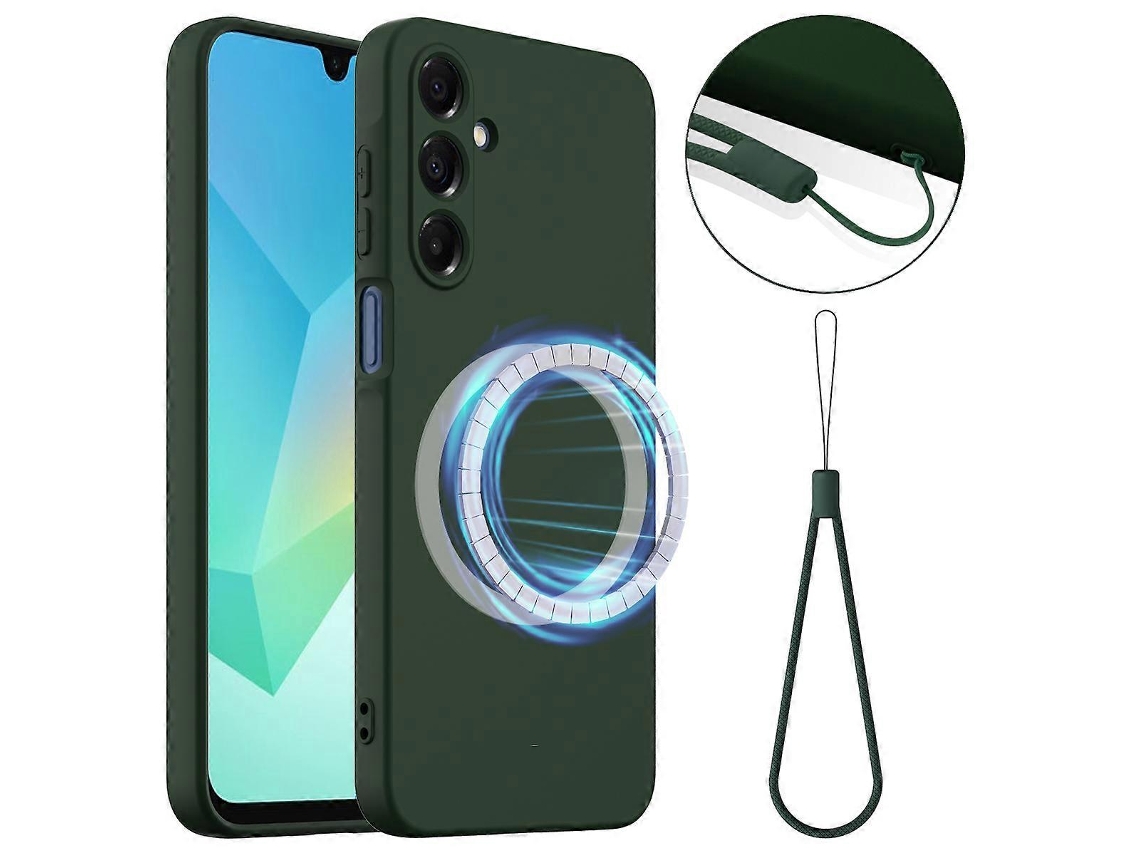 Capa Para Samsung Galaxy A17 5g Compatível Com Magsafe, Capa Antiqueda De Silicone Líquido Verde Escuro