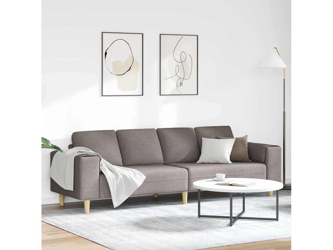 Vidaxl Sofá De Sala De Estar Cinzento-acastanhado 250 X 77 X 76 Cm