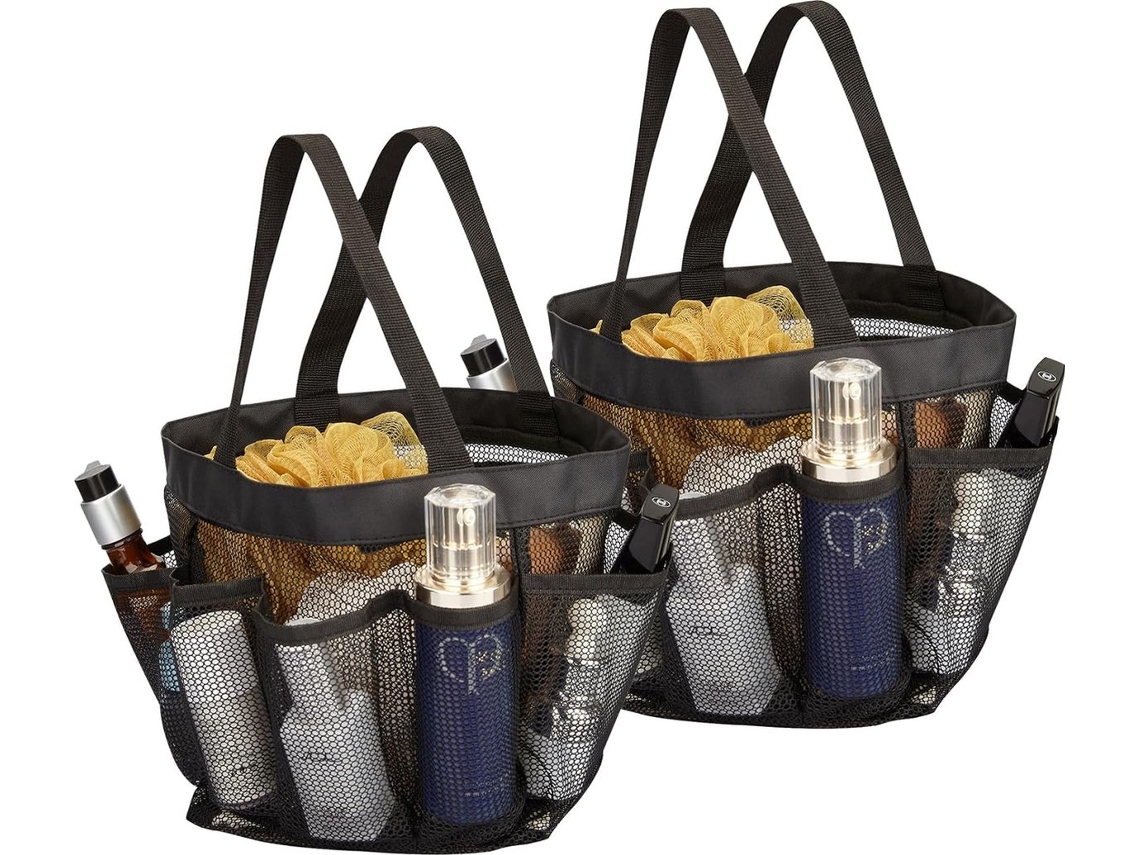 Bolsa de Banho BRILVIBERA em Tela, pacote com 2 unidades, preta, com 8 bolsos