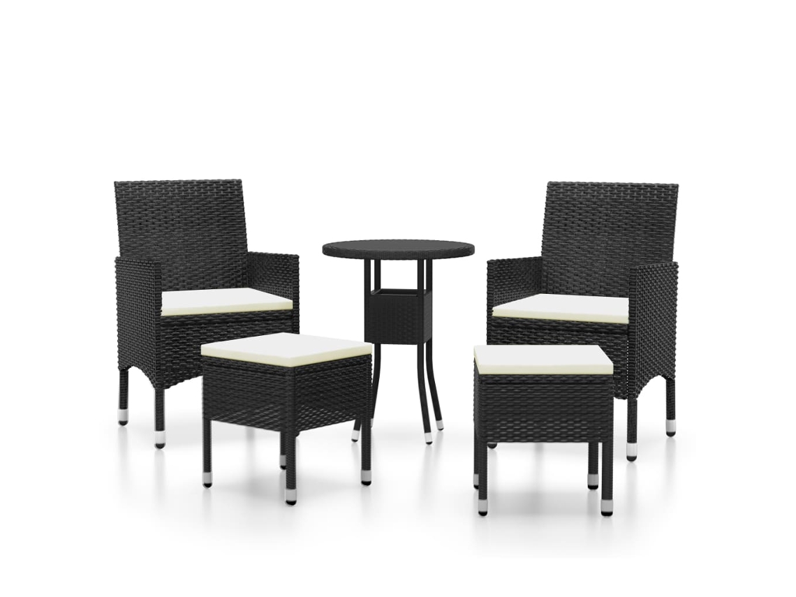 Maison Exclusive - 5 Pcs Conjunto Lounge De Jardim Vime Pe Preto