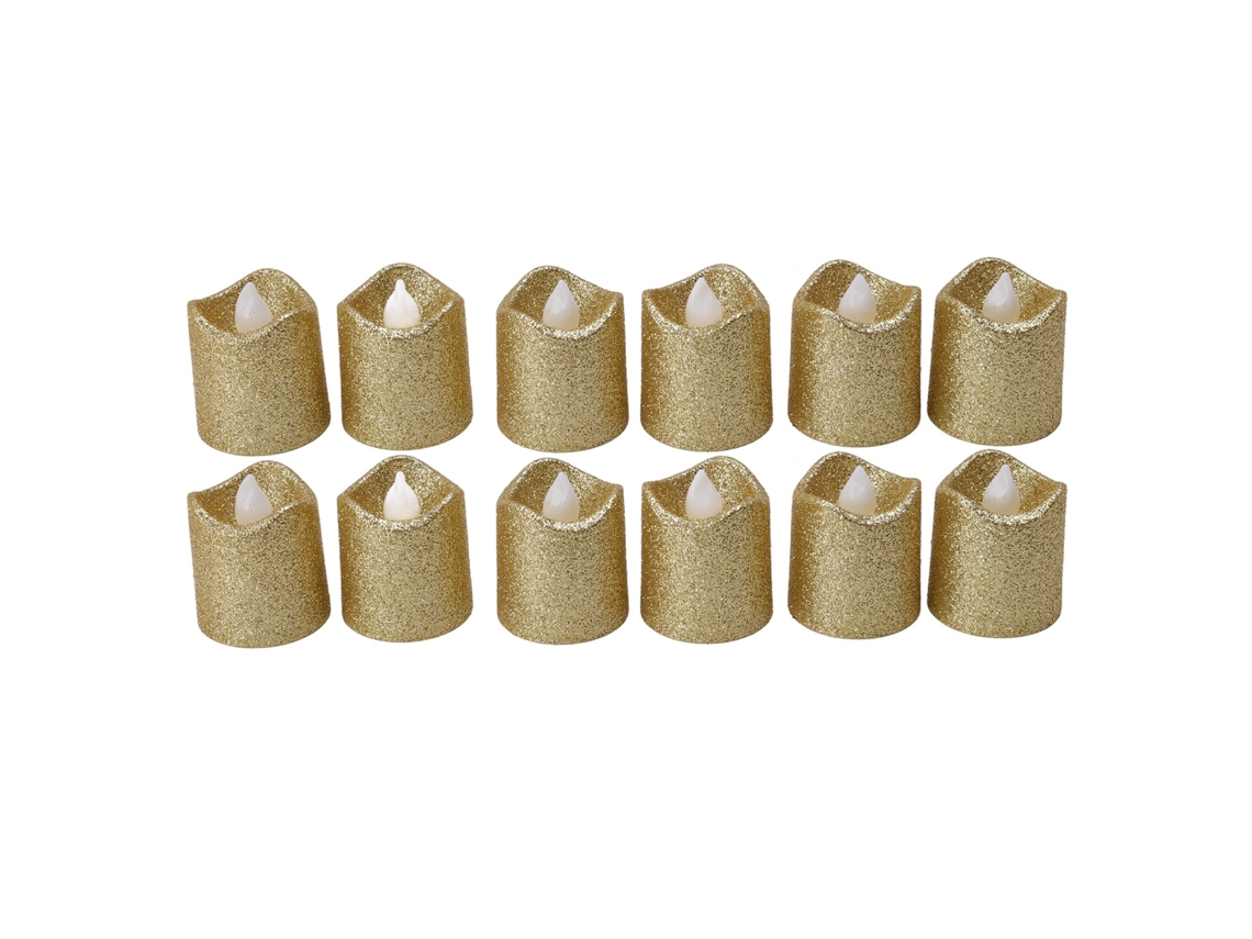 Rebe-12 Peças Velas Led Tealight Luz Quente Dourada Sem Chama Para Natal Aniversário Festa Decoração
