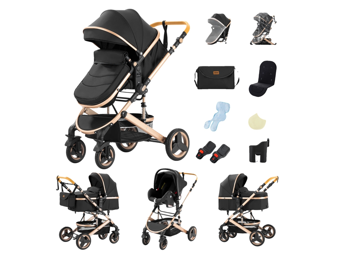 Carrinho De Bebê, Design Compacto, Funcionalidade Conversível, 530 Preto