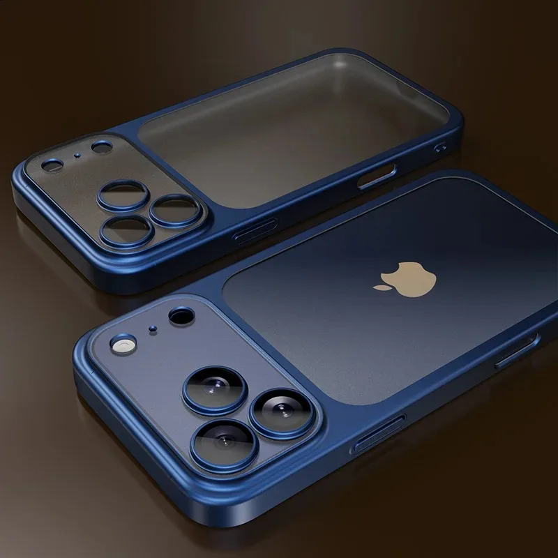 Capa Transparente Eletroplaqueada Para Iphone (iphone Air Azul), Com Protetor De Lente Em Tpu Macio.