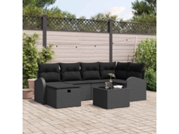 Vidaxl Conjunto De Sofás 7 Unid. Preto Vime Pe