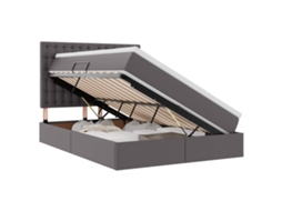 Conjunto 1 Cama Com Armazenamento Vidaxl Cinzento Couro Sintético (140 X 200 Cm)