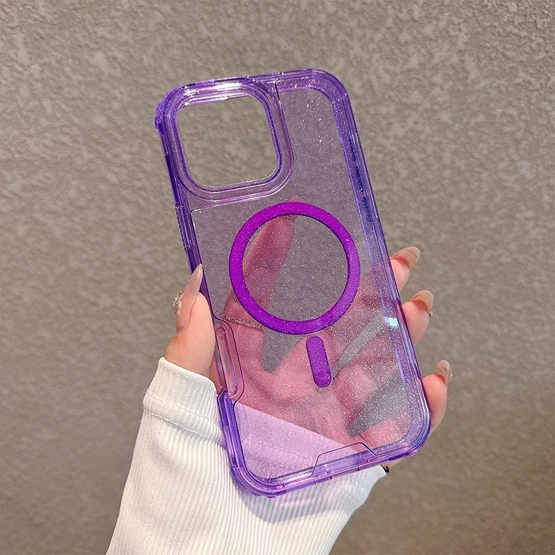 (roxo, Iphone 13 Pro) Capa De Celular 3 Em 1 Resistente A Quedas, Compatível Com Carregamento Sem Fio Magnético E À Prova De Choque.