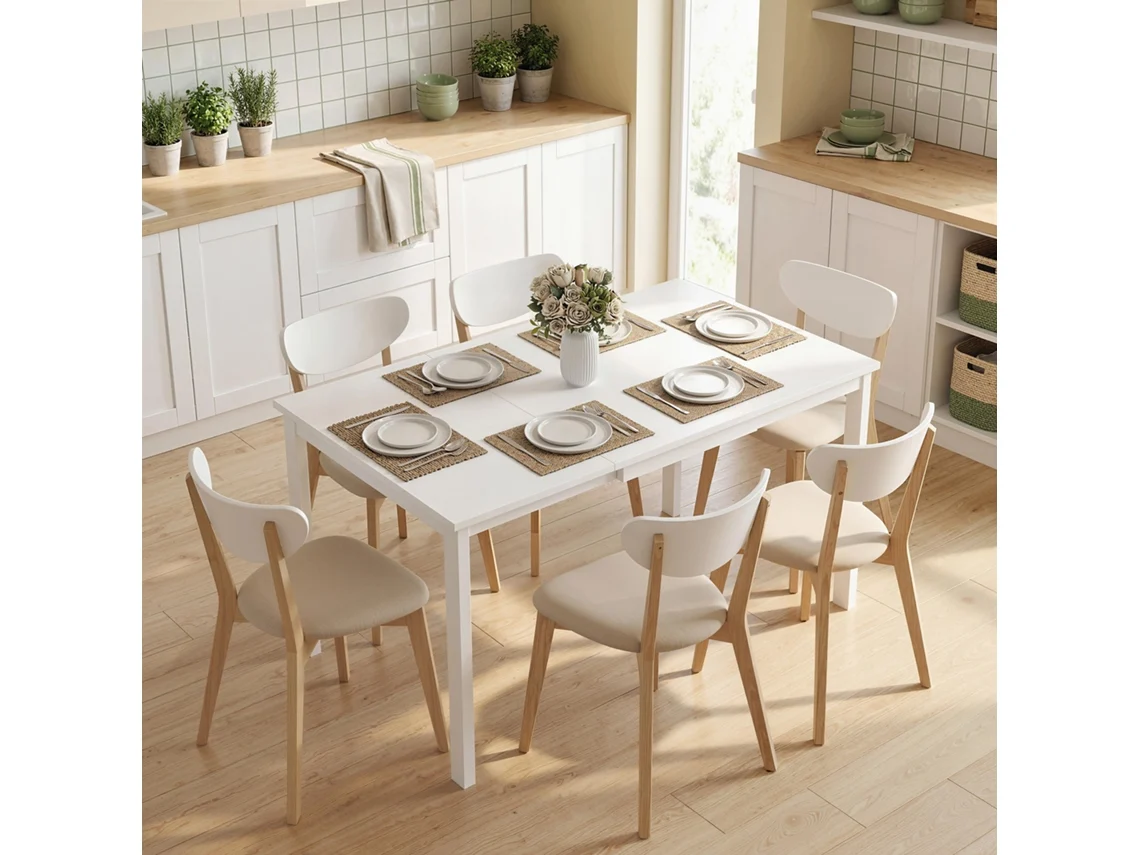 Extendable Dining Table 80-120 Cm For 4-6 People, Space-saving Kitchen Table With Easy Pull-out Function, Natural