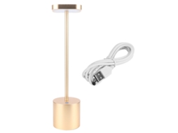 Lâmpada de Mesa Led Recarregável Usb Dourada para Bar, Sala de Estar, Decorativa, Ip54, 4400mah | S/MARCA