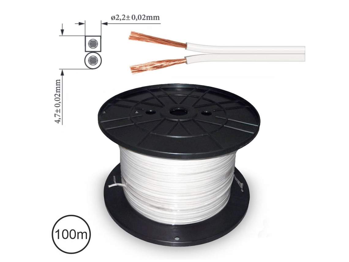 Cabo Coluna 2x1.0mm Branco Paralelo DIV