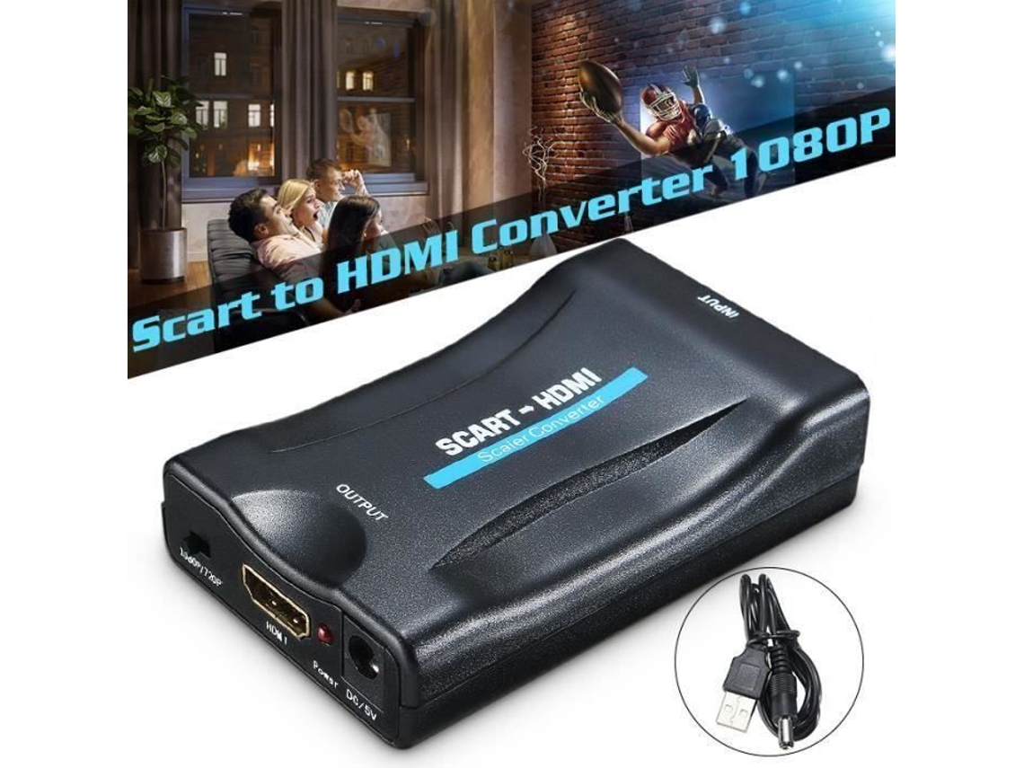Tempsa Scart para HDMI Conversor Scart para HDMI Adaptador 1080p HD para Vídeo Áudio DVD