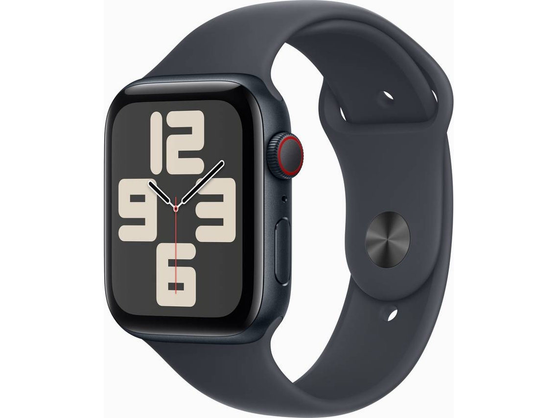 APPLE Watch SE GPS + Cellular 44mm Alumínio Meia-noite com Bracelete Desportiva Meia-noite (Tamanho: M/L)