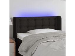 Vidaxl Cabeceira De Cama C/ Luzes Led Tecido 93x16x78/88 Cm Preto