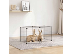 Vidaxl Gaiola P/ Animais De 8 Painéis C/ Porta 70x35x35 Cm Aço Preto