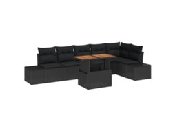 Conjunto 7 Móveis De Jardim Vidaxl Preto Vime Pe (100 X 55 X 73 Cm)