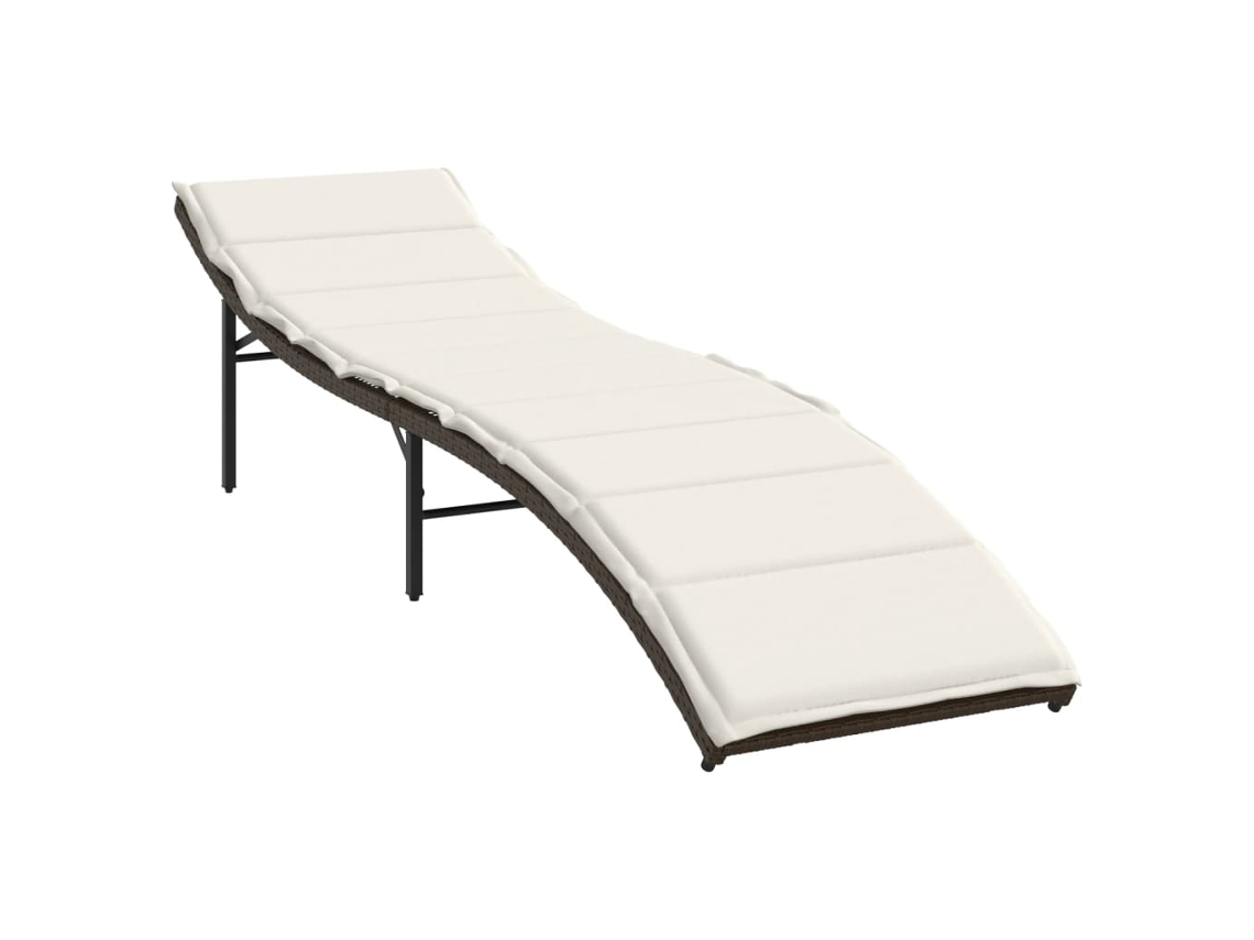 Espreguiçadeira com Almofadão Castanho Pe Vime MAISON EXCLUSIVE (55x199x50 cm)