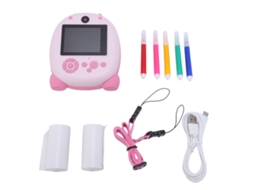 Câmera Instantânea Com Impressão Térmica 48mp Lentes Duas Tela 2.4'' Case Silicone Filtros Rosa