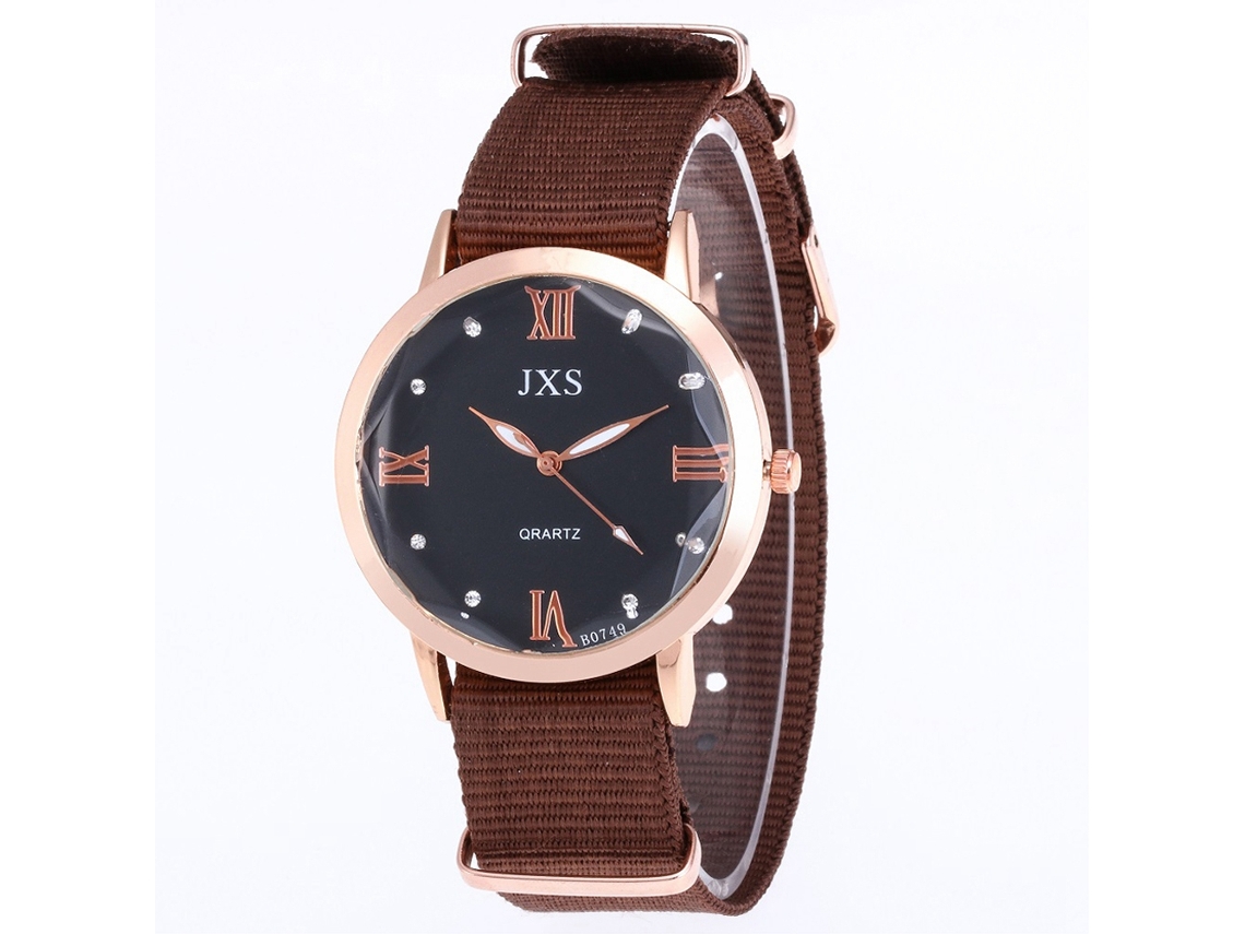Reloj De Pulsera Unisex Con Correa De Nylon Dial Redondo Cristales Cuarzo (marrón)