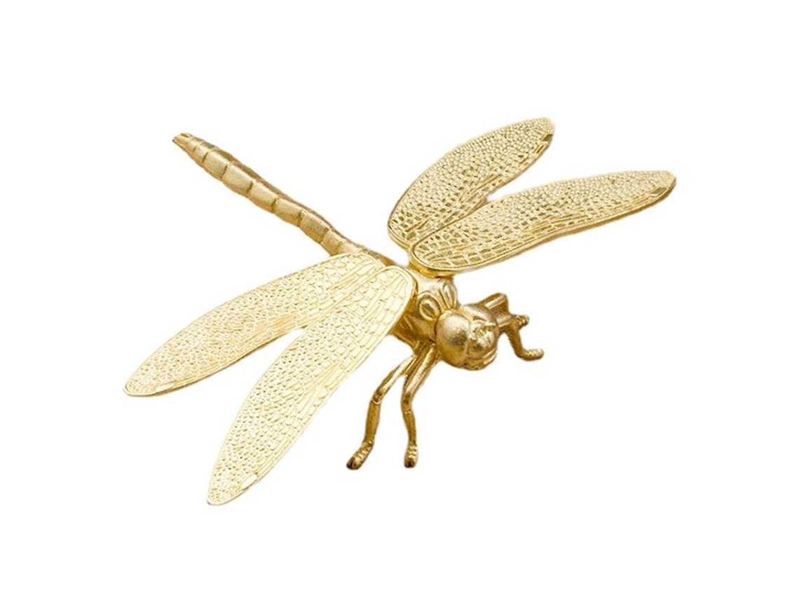 Sculptura De Libélula Em Latão Miniatura Ornamento Moderno Para Sala De Chá Escritório Prato De Chá Presente 95mmx67mm Oro