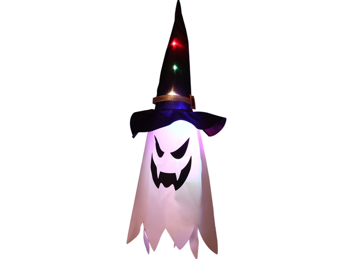 Lâmpada Decorativa Led de Fantasma com Chapéu de Bruxo para Jardim Halloween | S/MARCA