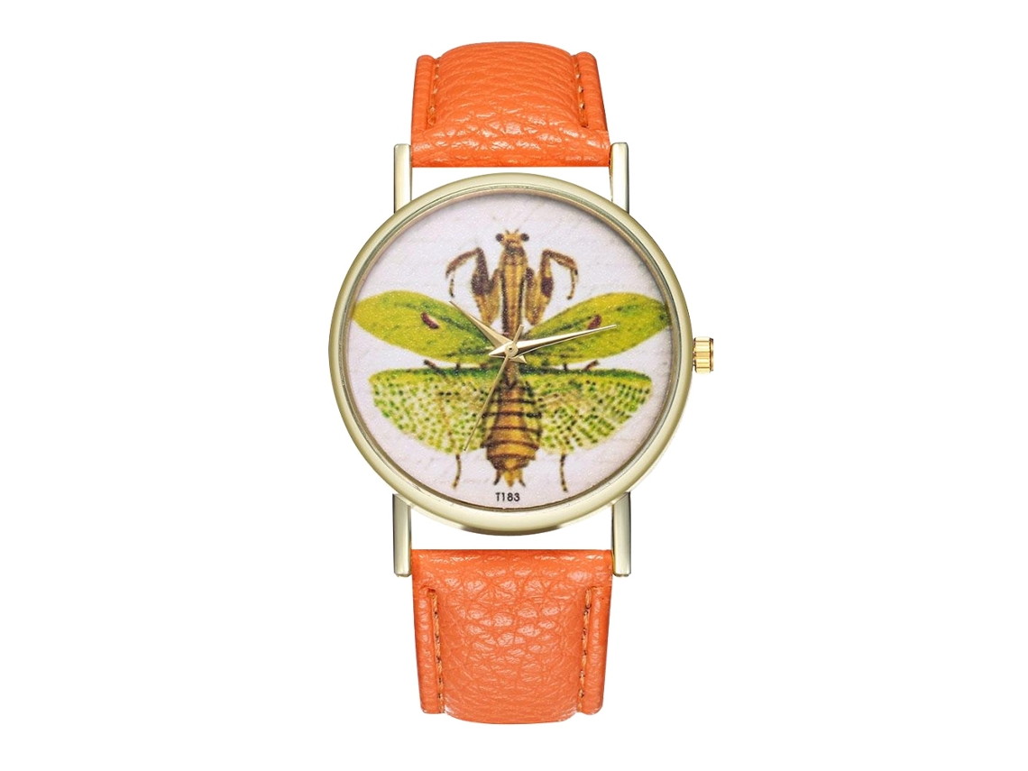 Reloj Unisex De Cuarzo Con Correa De Cuero Pu Y Dial De Números Romanos (naranja)