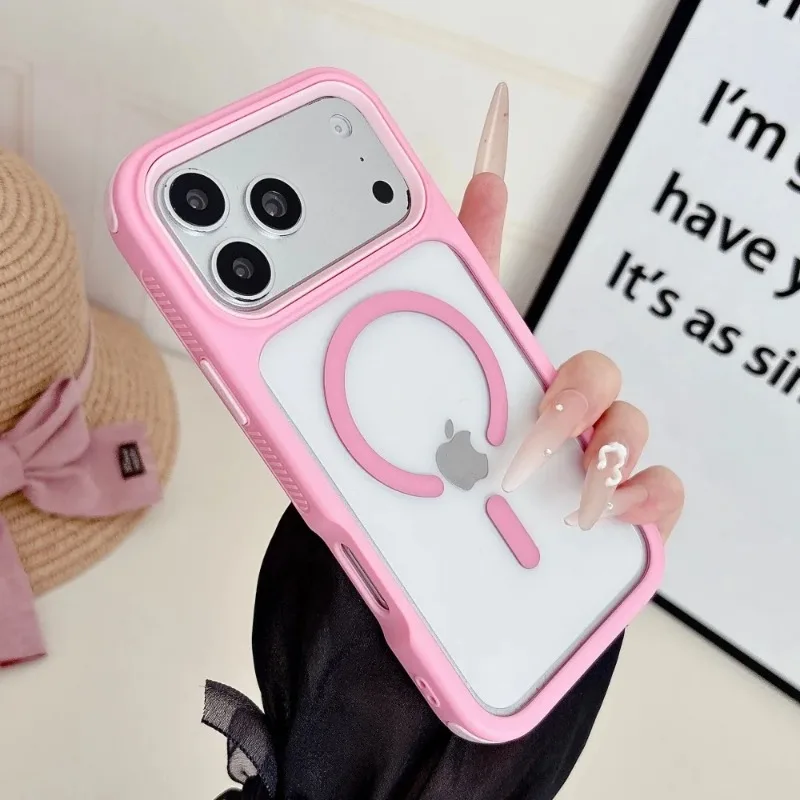 Capa Magnética Transparente Para Celular (iphone 17 Pro Max Rosa), Material Pc Tpu.