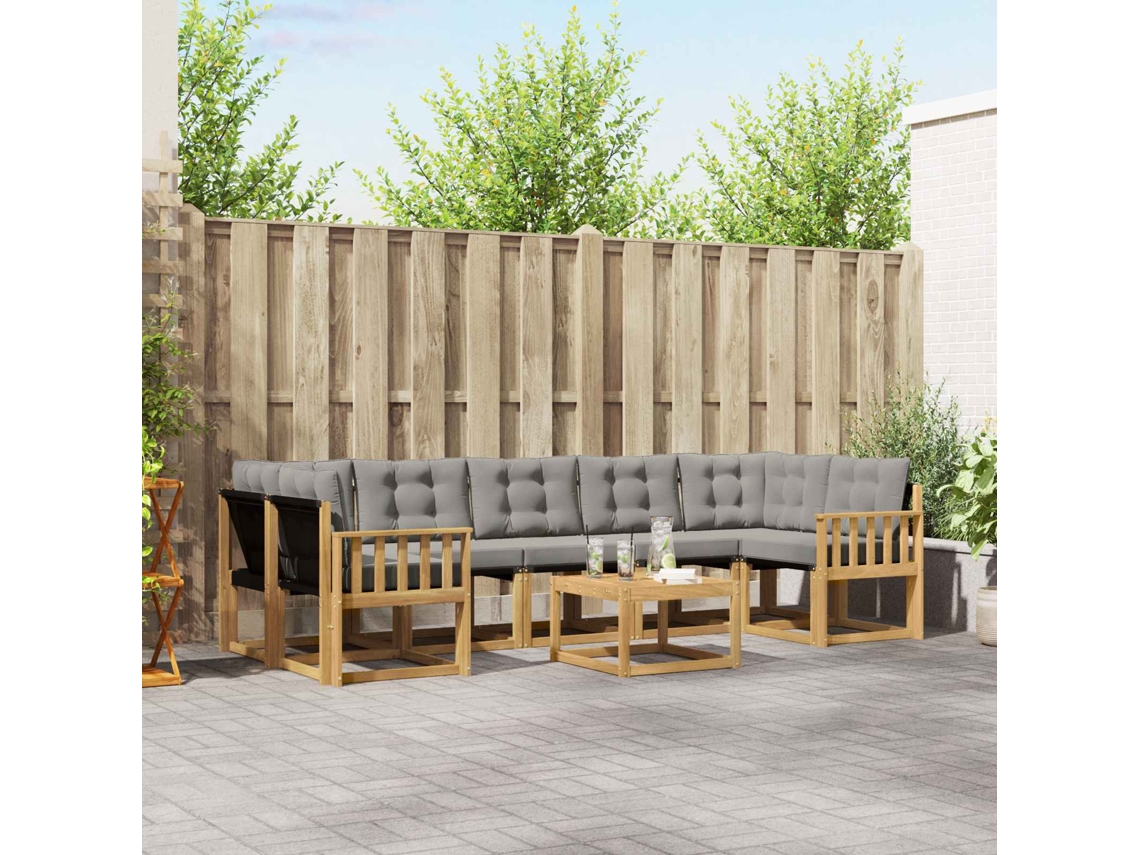 Vidaxl Conjunto De Sofás Para Exterior 8 Pcs Branco E Cinzento-claro