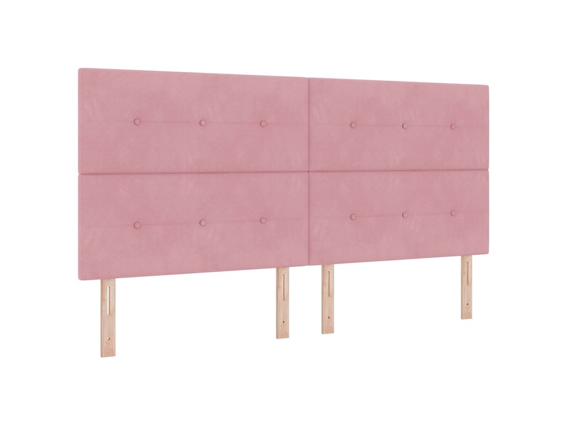 Conjunto 1 Cama Box Vidaxl Rosa Veludo (200 X 200 Cm)