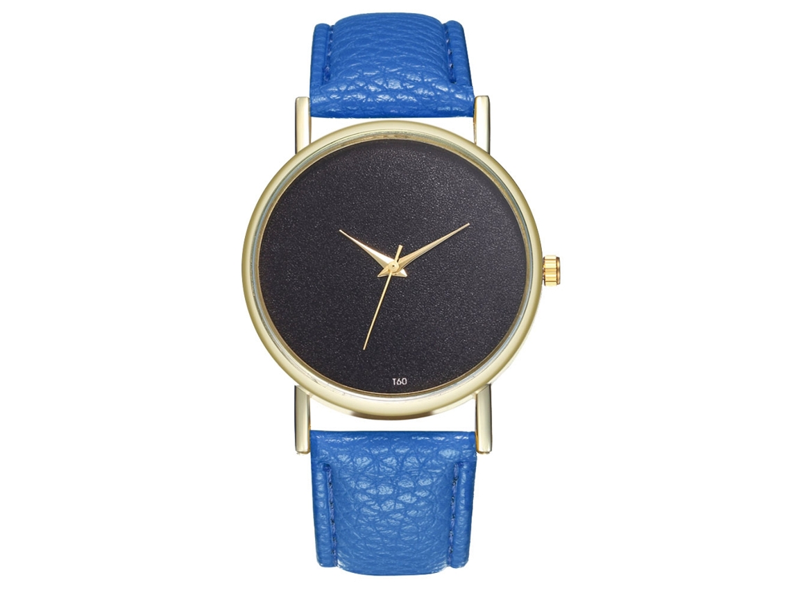 Relógio de pulso analógico de quartzo com mostrador redondo elegante (azul royal)
