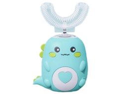 Escova de Dentes Elétrica Infantil em Formato U com Cerdas Silicone Macias e Estampa Vibrante Animais. GOKOCO