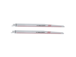 2 lâminas de serra recíproca HSS para corte de madeira e metal, 300x19x1,2mm, 6 dentes por unidade.