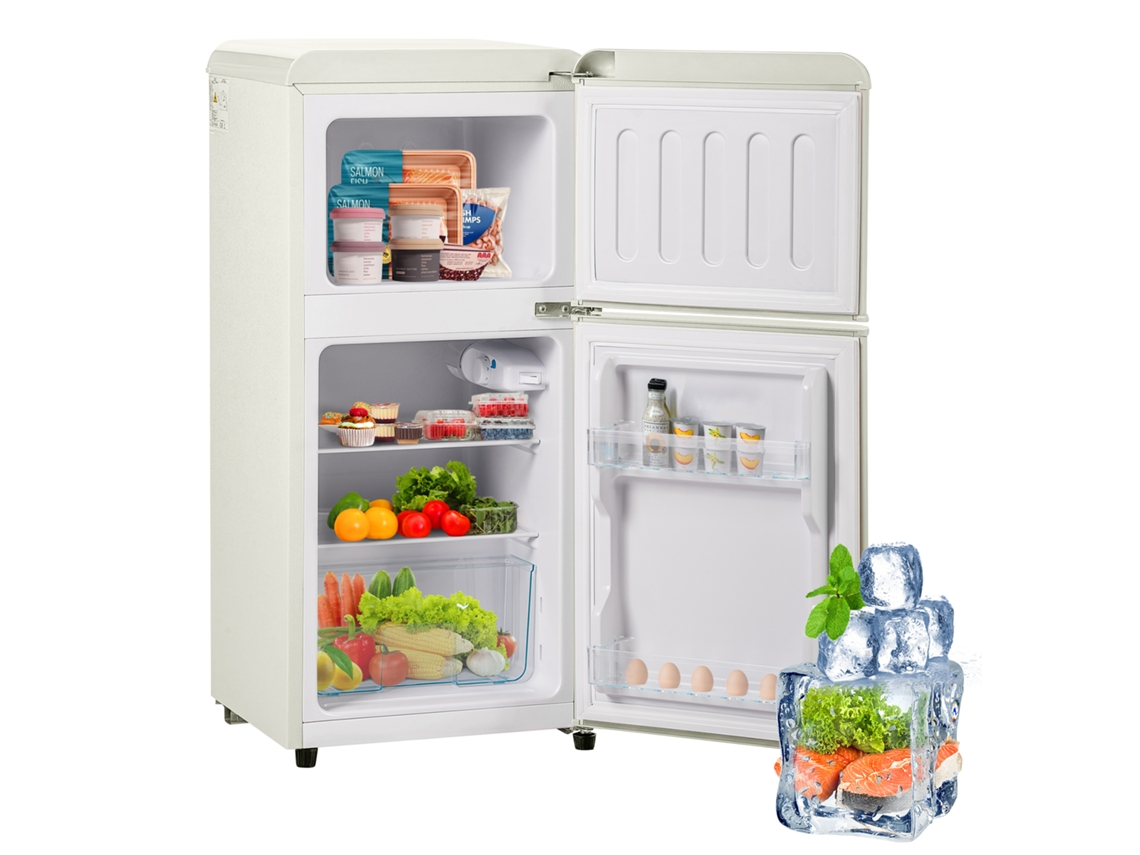 Refrigerador Retrô 60l Freezer 22l Led Branco Creme Classe e VELTRIX