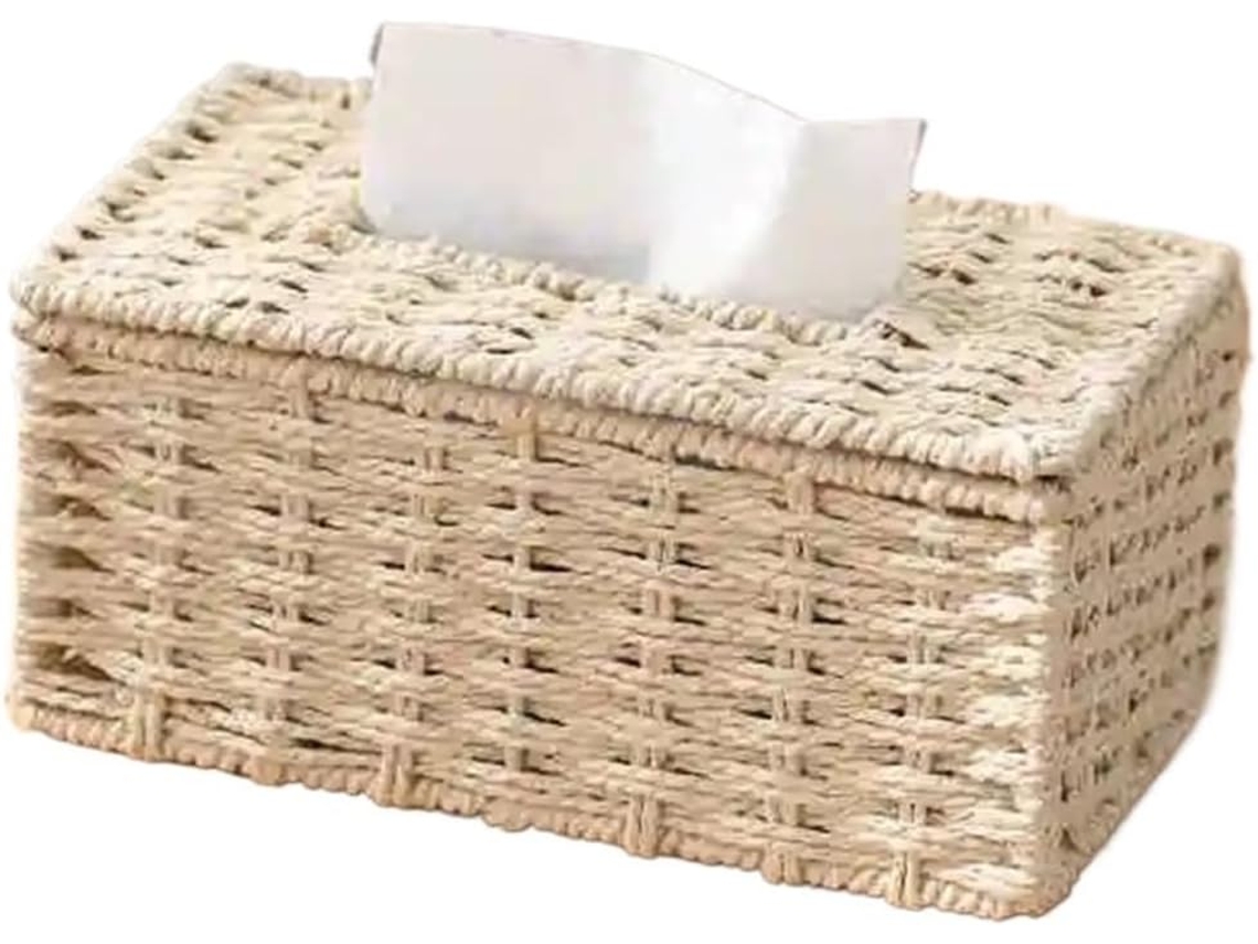 Caixa de Lenços de Papel Trançada S/MARCA, imitação rattan, decorativa