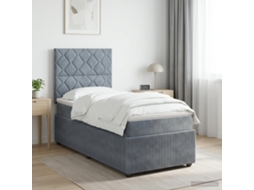 Vidaxl Cama Box Spring Com Colchão Cinzento-escuro Individual Veludo
