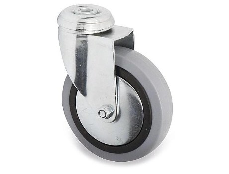 Rueda giratoria jade plus aro de goma ø100 tp zincado placas antihilo y doble hilera de bolas.