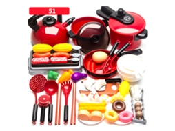 Walshlxq set de Cozinha de Brinquedo com 51 Peças para Crianças, Brinquedos de Cozinha Simulados com Detalhes Finos, Presente para Casa e Escola