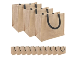 Vidaxl Bolsas De Juta 50 Natural E Preto 26 X 22 X 14 Cm