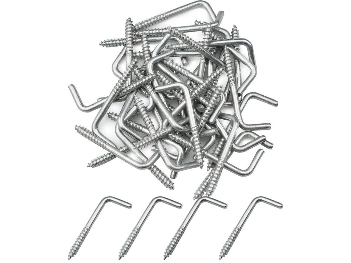 2026 40 Ganchos em L de Aço Carbono Multifuncionais para Pendurar, Tamanho 40x15mm, Carga 10kg