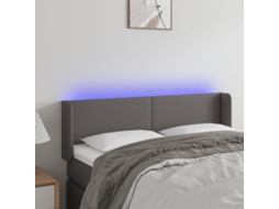 Vidaxl Cabeceira Cama C/ Led 147x16x78/88 Cm Couro Artificial Cinzento