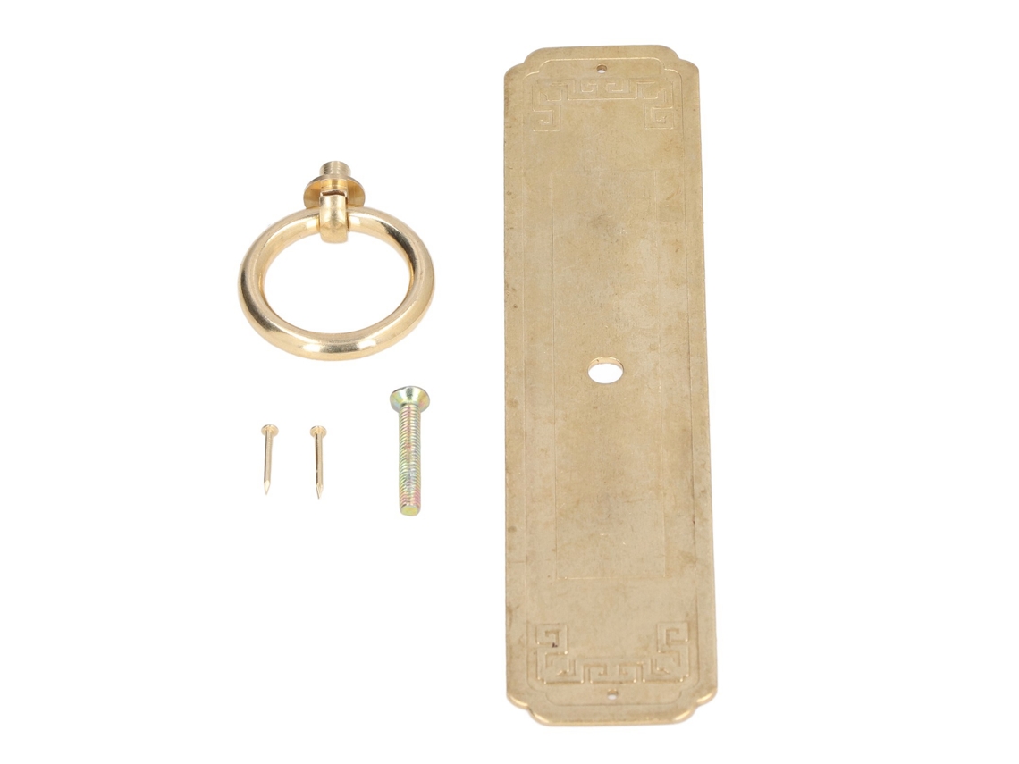 Alça de Armário Antiga Padrão Chinês Latão Puro Retro Comprimento 16cm