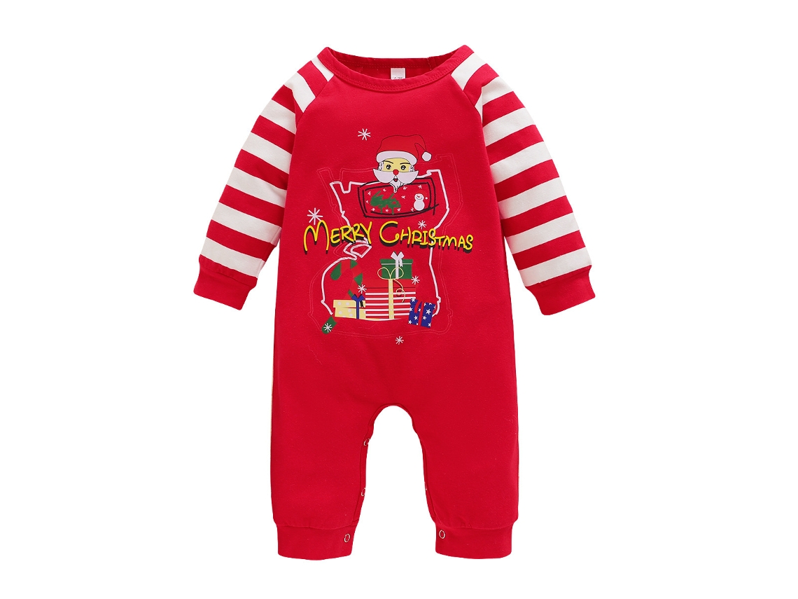 Macacão de Manga Comprida para Bebê com Roupas de Natal 3-6M