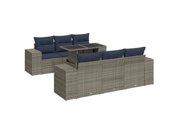 Conjunto de 7 Sofás Jardim com Almofadões Vime Pe/acácia Cinzento MAISON EXCLUSIVE (7 pcs)