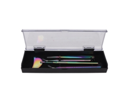Kit De Pinças E Espelho Para Extensão De Cílios Inox Universal Com Grip Antiderrapante Colorido 4 Peças