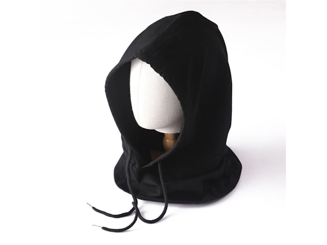Balaclava de Algodão Leve e Fino, Cachecol com Capuz, Preto BRILVIBERA