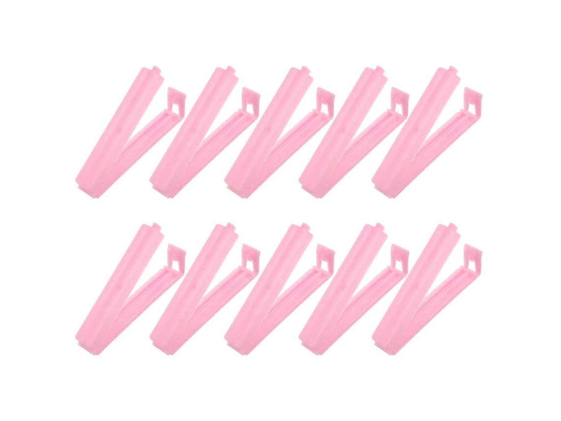 Clipes De Vedação Para Sacos, 3,5 Polegadas, Pacote Com 10 Unidades, Reutilizáveis, Para Alimentos, Cor Rosa.