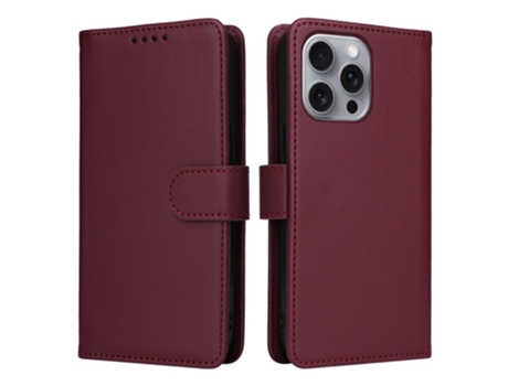 Betopnice Capa Em Couro Pu Destacável 2 Em 1 Para Apple Iphone 16 Pro Max - Vinho Tinto