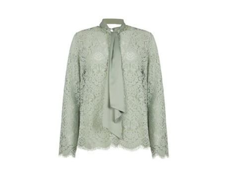 Túnica De Mulher D. exterior Bluse Camicie Pizzo camellia lace Poliéster Verde (42)